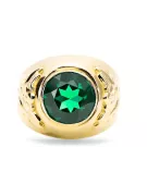 Or jaune 14 carats Émeraude Anneau Artisanat vintage vrc078y